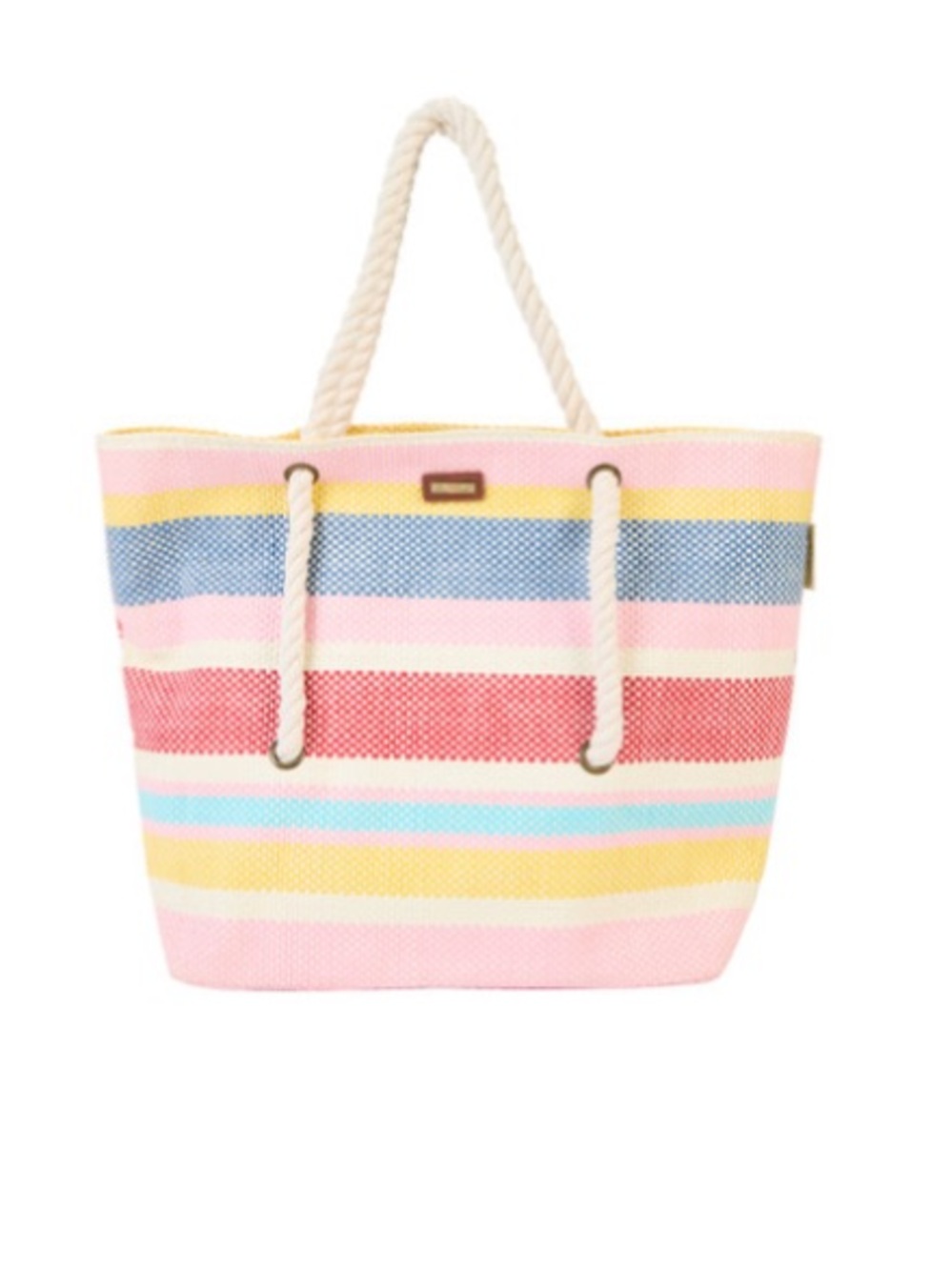 NWT Striped Pink Multi Straw Shoulder Tote